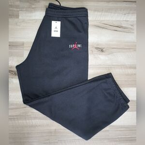 Nike Air Jordan X Supreme Jumpman Logo Sweatpants Black HF0838-010 Men's 3XL New